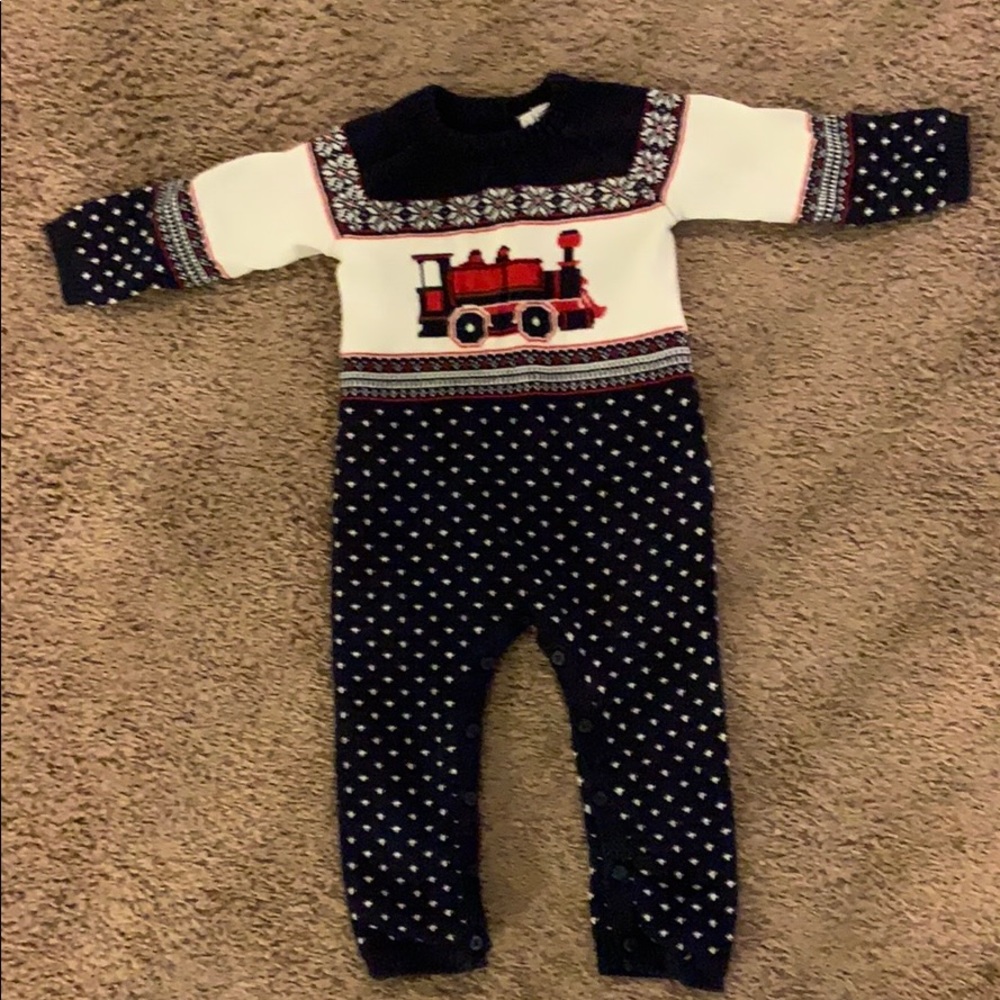 Janie & Jack train sweater outfit